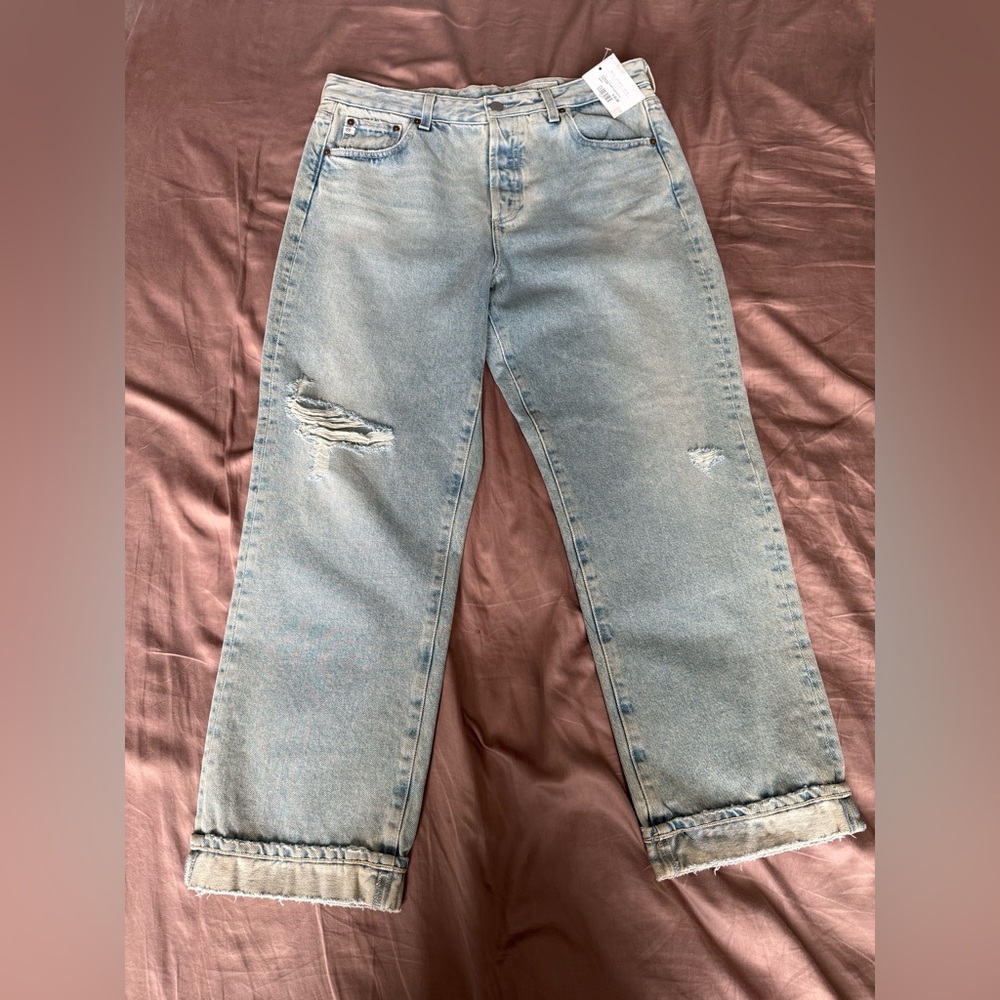NWT AG ADRIANO GOLDSCHMIED ALEXXIS HIGH RISE CROP DISTRESSED CUFFED JEANS 32